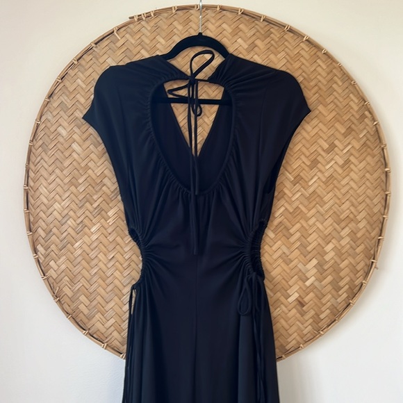 A.L.C. SYNARA V-NECK BLACK MIDI DRESS WITH CUT-OUTS - Picture 11 of 15